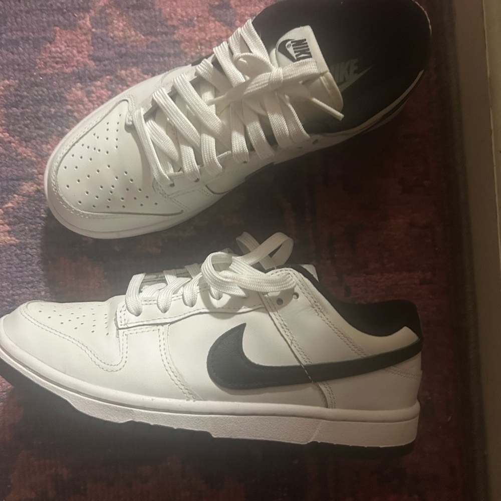 Nike White Low-Top Sneakers with Black Swoosh